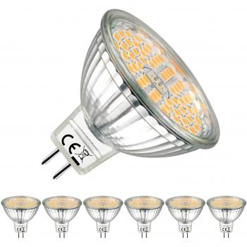 EACLL Bombilla LED MR16, Blanco Cálido GU5.3 LED 12V 5W 500 Lúmenes Lámpara LED equivalente a Halógena de 60W. 120 ° Luz Blanca Cálida Bombillas LED, Pack de 6