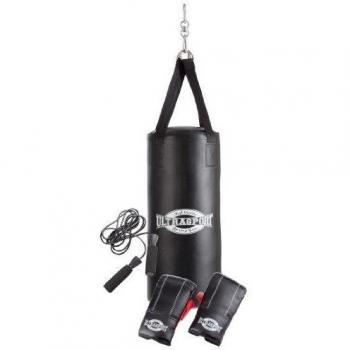 Ultrasport 331500000025 - Set de boxeo, serie Boxing Gear, con saco de boxeo de vinilo de 70 x 30 cm relleno, guantes de boxeo de 8 onzas y cuerda para saltar