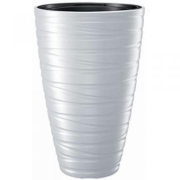 Macetero Alto de Plástico Resistente con Depósito 43L en color Gris Piedra, dimensiones 37.5 cm (largo) x 37.5 cm (ancho) x 57.9 cm (alto)