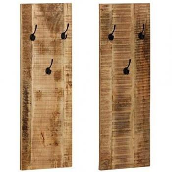 Zaniah Wall-mounted Coat Racks with 3 Hooks in Solid Mango Wood Set Of 2