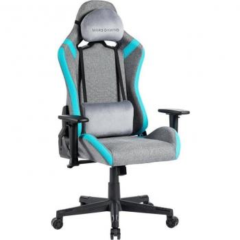 Mars Gaming MGC-Pro Fabric Silla Gaming Transpirable Azul, Profesional, Acabado Fabric Transpirable, Reposabrazos 2D, Respaldo Reclinable 135°, Cojines Lum