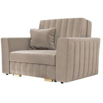 Sillón Columbus 135, Tapiz Marrón Claro, Madera y Plástico, Dimensiones 85x115x98cm, Mueble Montado