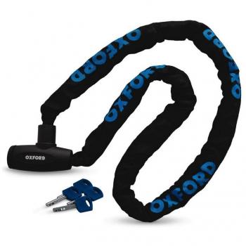 Candado Cadena para Moto Oxford GP 8mm, longitud de 1,2 m, fabricado en acero endurecido, con recubrimiento de nylon para protección contra arañazos y un sistema de cierre reforzado para mayor seguridad