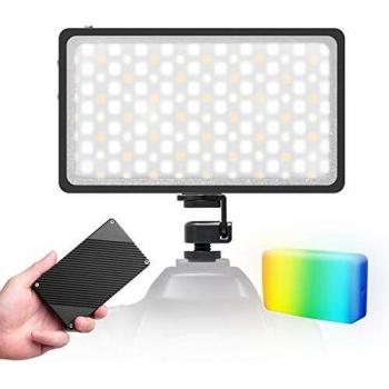Moman Faretto RGB-Luce-LED-Video-Fotografia, Faro Fotografia Led Colori 2500K-8500K CRI 96+, Led Fotocamera Portatile Super Compatto 300g con Schermo OLED, Cavo di Tipo C Incluso
