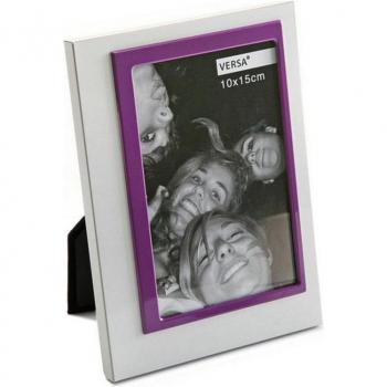 Portafoto Elegante Blanco y Morado de Aluminio