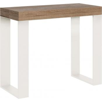 Consola extensible 90x40/196 cm efecto roble natural con estructura blanca