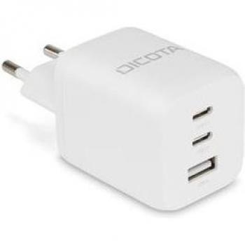 Cargador de pared DICOTA 3 Puertos GaN 65W USB-A y 2x USB-C Power Delivery Blanco
