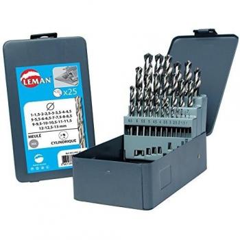 Leman 802.000 Estuche de 25 brocas HSS para corte metal, Negro
