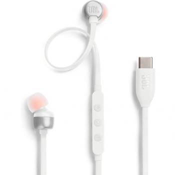 JBL Tune 310C - Auriculares de botón con cable, Blanco