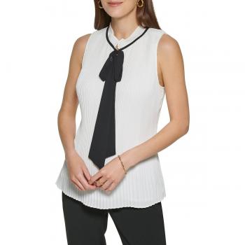 DKNY Blusa sin mangas de mujer color blanco