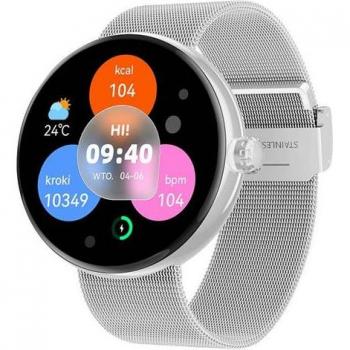 Reloj Inteligente Elegante para Mujer Forever Forevive 5 - Monitor de Salud y Llamadas Bluetooth Plateado