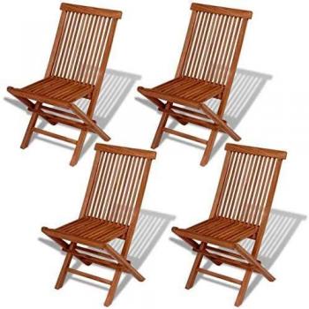Solid Teak Wood Folding Garden Dining Chairs – Set of 4