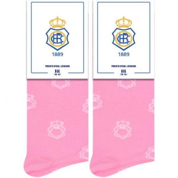 Calcetines Real Club Recreativo de Huelva Pepe Pinreles Logo Rosa