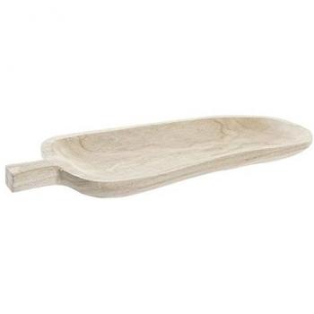 Centro de Mesa en Forma de Hoja Alargada con Mango DKD Home Decor Marrón Natural Boho 45,5 x 18 x 4 cm