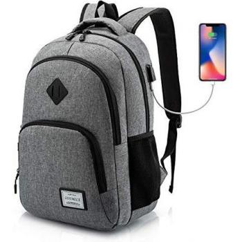 LOSMILE Mochilas Escolares Mochila Portatil para Hombre Juveniles con Puerto de Carga USB Resistente Al Agua Bolsa de Viaje Trabajo Daypacks 15.6 Pulgada