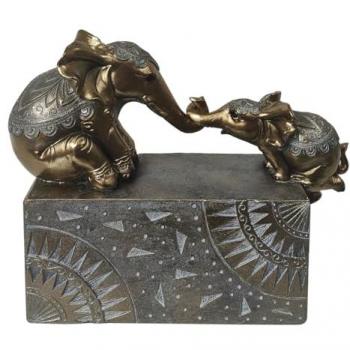 Figura Elefantes Africanas y Elefantes Gris 18x23x8cm 33267 - Signes Grimalt