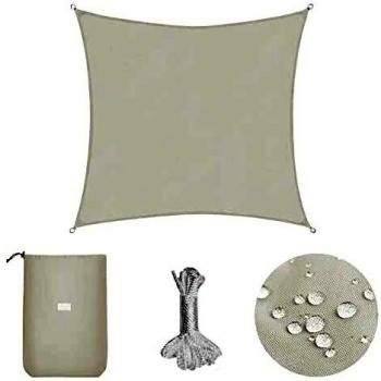 Sekey Toldo Vela de Sombra Impermeable 2x2m Cuadrada Protección Rayos UV, Resistente al Desgarro, para Terraza Balcon Patio Exteriores Jardín, con Ojales y Cuerdas de Fijación, Blanco