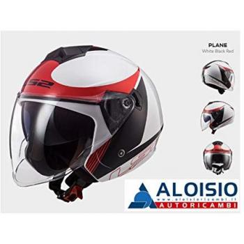 LS2 NC Casco per Moto, Hombre, Blanco/Negro/Rojo, L