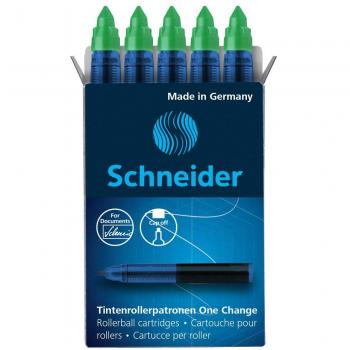 Cartucho de tinta para rollerball Schneider One Change, 0,6 mm, verde, documento fiable, caja de 5 piezas