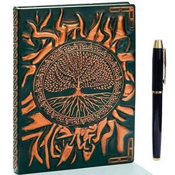 Diario de piel en relieve vintage con juego de bolígrafos dorados,A5,hecho a mano,cuaderno de bocetos, diario de viaje y cuaderno para escribir, regalo para mujeres y hombres