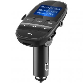 Nulaxy inalámbrico Bluetooth Transmisor de FM Radio adaptador Kit de coche USB cargador soporte USB Flash Drive Micro tarjeta SD AUX entrada salida pantalla LCD de 1,44 pulgadas, Negro