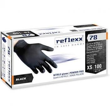 Guantes de Nitrilo Desechables Sin Polvo Negros Talla XL Reflexx 78 - Paquete de 100 Piezas