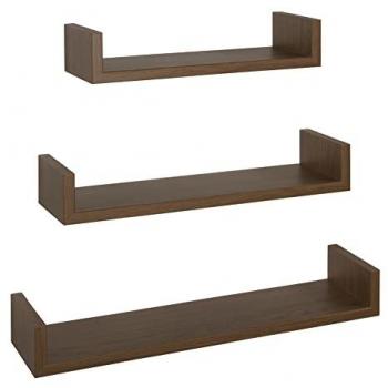 Conjunto de 3 Estantes de Pared Modernos Calamita Color Roble Tabaco