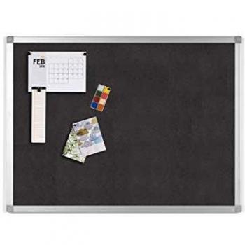 BoardsPlus - Tablero de Anúncios de Fieltro Gris - 60 x 45 cm - Con Marco de Aluminio