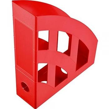 Archivador vertical A4 rojo Helit, set de 4 unidades, plástico resistente, dimensiones H320xW78xD248 mm