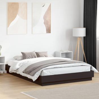 Cama solar con luces LED Negro 140x200 cm