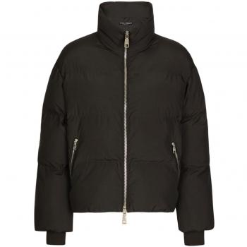 Dolce & Gabbana Women's Zip-Up Puffer Jacket in Black, Size 42, F9S09TGDCMRN0000, Winter Jackets, female, Black, Size: S Black Padded High Neck Coat