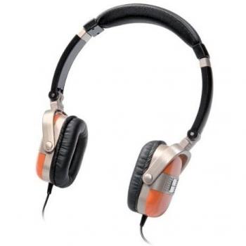 Aircoustic FAS 5055 Fashion - Auriculares estéreo plegables con almohadillas de cuero, color naranja