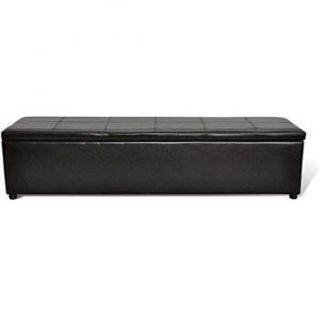 vidaXL Banco de Almacenamiento Marrón Grande Negro Caja Asiento de Almacenaje