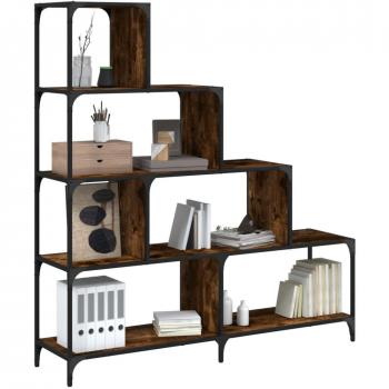 vidaXL Bookcase 4-Stair Smoked Oak 139x33.5x149 cm Engineered Wood