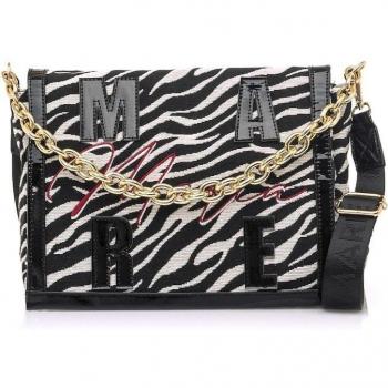 Bandolera Mariamare Goldi2 Mujer Negro Estampado Animalprint Cebra