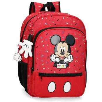 Mochila Disney Mickey It's a Mickey Thing para Niños, Color Rojo, Dimensiones 30cm x 38cm x 12cm, Material Poliéster con Bolsillos Laterales