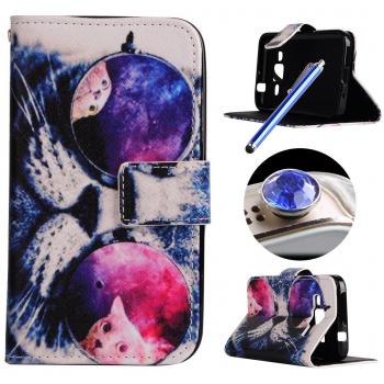 Etche Funda Carcasa Cuero Tapa para Samsung Galaxy Core Prime SM-G360,PU Cuero Funda Wallet Soporte Carcasa Case Cover tirón con el caso Cierre Magnético y función de soporte para Samsung Galaxy Core Prime SM-G360,Lindo mariposa Flor Impreso Funda para