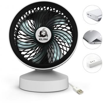 KLIM Breeze - Ventilador USB de Escritorio de Alto Desempeño – Ventilador de Mesa – Silencioso y Ajustable - Blanco [Nueva Versión 2022 ]