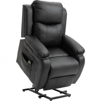 Sillón Relax Levanta Personas Auto-Ayuda con Control Remoto Reclinación Eléctrica 160° Respaldo y Bolsillos Negro