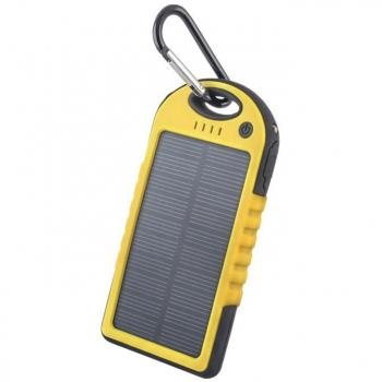 Power Bank Solar Impermeable 5000 mAh Forever STB-200 Amarillo con 2 Puertos USB y Linterna