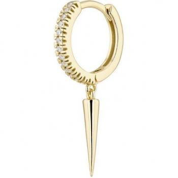 Pendiente piercing aro Zula elaborado de plata bañado en oro amarillo 18k