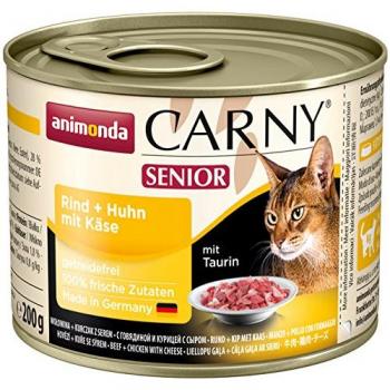 Animonda Carny Senior Pack Ahorro 12 x 200 g - Comida húmeda para gatos - Sabor vacuno, pollo y queso