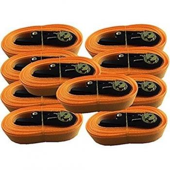 Lote de 10 correas de amarre con trinquete, de iapxy, 5 m, en paquete estándar naranja