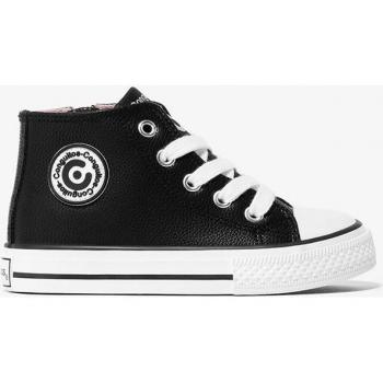 Zapatillas altas CONGUITOS para niña en color negro, botín con cordones y cremallera, material que imita la piel, piso de goma antideslizante
