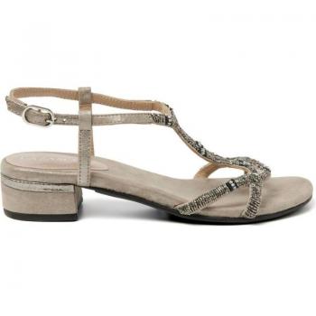 Sandalia de Tacón con Tiras para Mujer Lazamani en Color Metal
