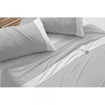 Juego de sábanas Burrito Blanco 50% Algodón - 50% Poliéster, Diseño Elegante de Topos Beige sobre Blanco, Incluye Encimera, Bajera Ajustable para Colchones hasta 32 cm