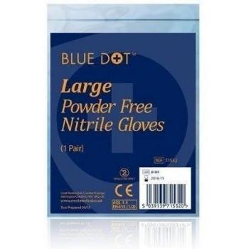 Blue Dot - 10 Pairs of Large Power Free Nitrile Gloves - Blue