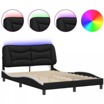 LED Black and White Double Bed Frame without Mattress 53.9x74.8