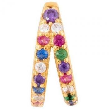 Pendiente piercing aro Earcandy Magnolia de plata y baño de oro 18k