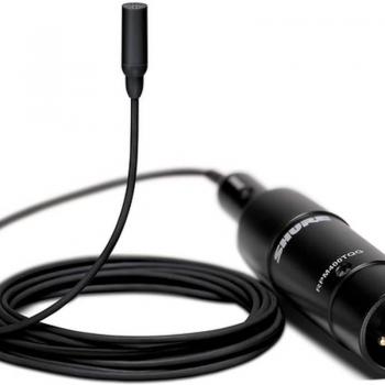 Shure TwinPlex TL48B/O-XLR-A Omnidirectional Lavalier Microphone, Black, with Accessories